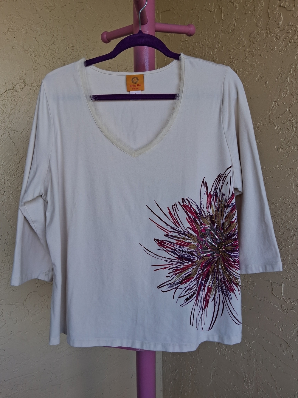 Ruby Road Cream Embellished Top